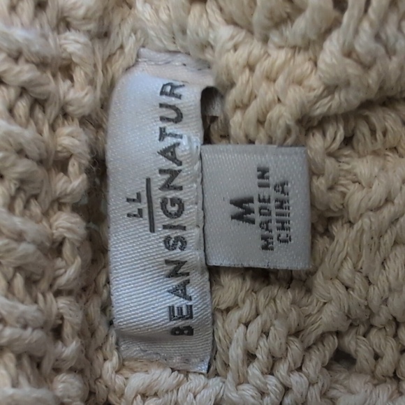 L.L. Bean Signature Fisherman Tunic Cable Knit Sweater Side Zip Cotton Med Cream - Picture 7 of 9